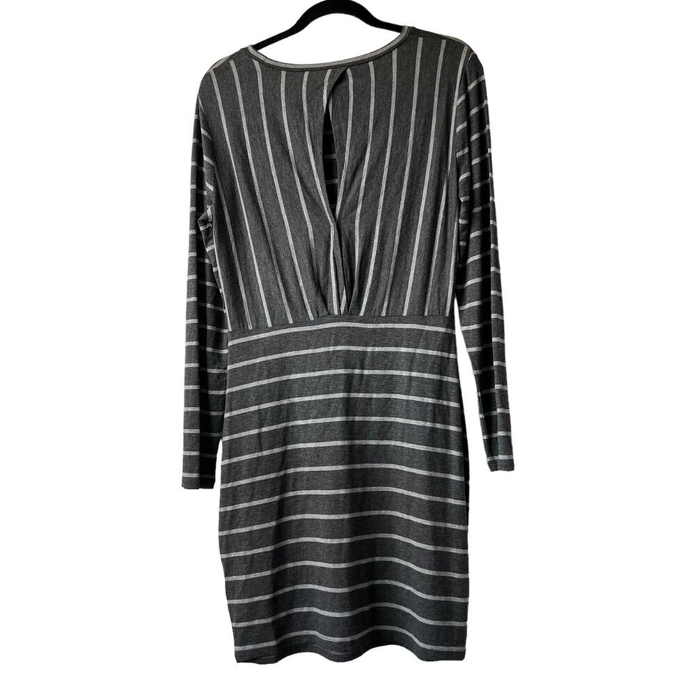 Cupcakes & Cashmere Stripe Malbec Heather Gray Mini Dress Size L - Picture 4 of 11